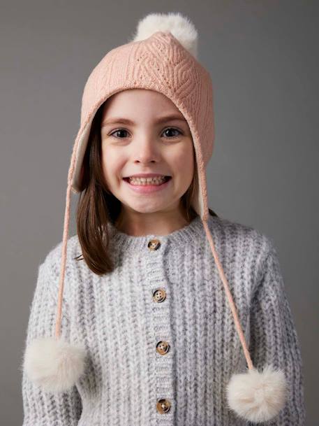 Soft Knit Beanie + Snood + Gloves Set rosy 