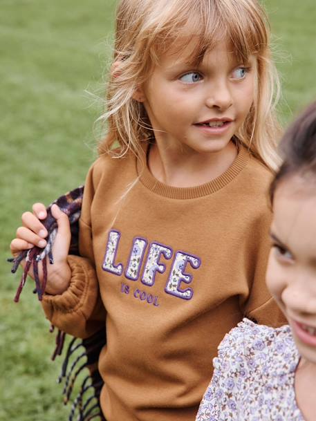 'Life Is Cool' Sweatshirt for Girls bronze 