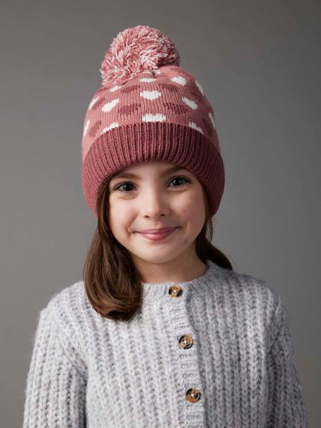 Hearts Beanie, Snood & Gloves Set for Girls grey blue 