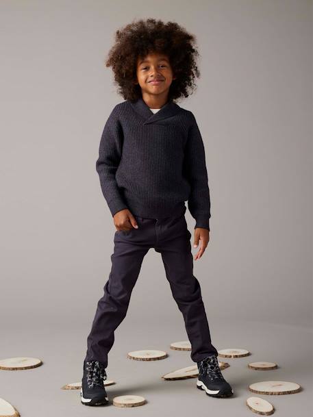 Jumper with Crossover High Neck, for Boys ecru+marl grey 