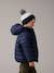 Reversible Hooded Jacket, Padded & in Sherpa, for Boys fir green+navy blue 