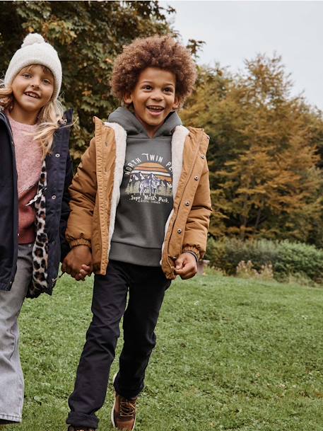 Ripstop Parka with Faux Fur Lining for Boys bronze 