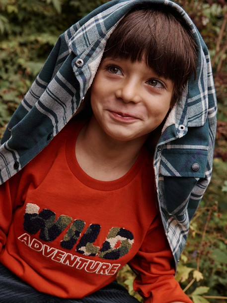 T-Shirt with Wild Motif in Bouclé Knit for Boys rust 