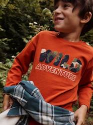 Boys-T-Shirt with Wild Motif in Bouclé Knit for Boys