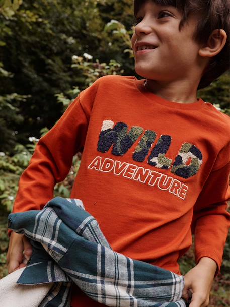 T-Shirt with Wild Motif in Bouclé Knit for Boys rust 