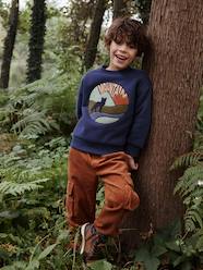 Boys-Trousers-Corduroy Cargo Trousers Lined in Jersey, for Boys