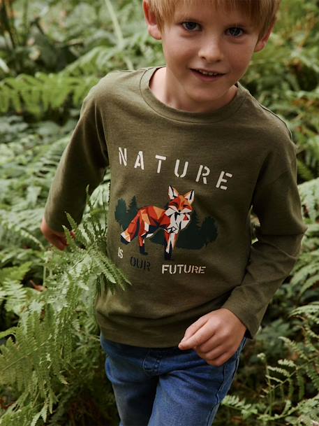 Long Sleeve Fox T-Shirt for Boys marl green 