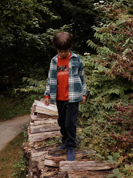 Corduroy Trousers, Easy to Slip On, for Boys caramel+fir green 