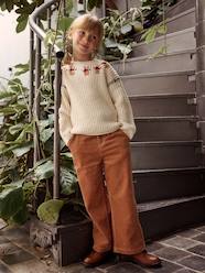 Girls-Wide Corduroy Paperbag Trousers for Girls