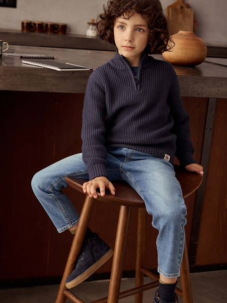 Cable Knit Trucker Jumper for Boys night blue 