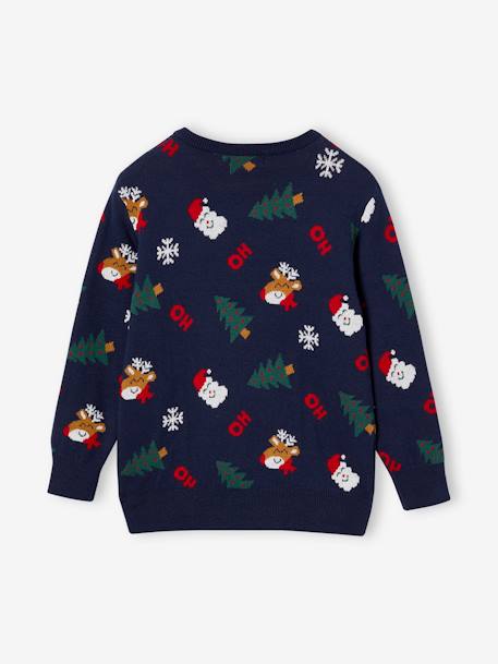 Christmas Special Jacquard Knit Jumper with Fun Motifs for Boys navy blue 