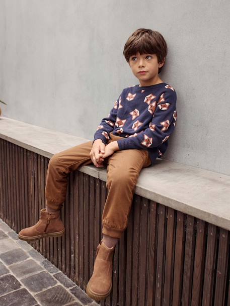 Fun Jacquard Jumper with Foxes for Boys night blue 