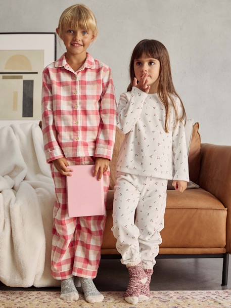 Pack of 2 'Cherry' Pyjamas in Velour for Girls navy blue 