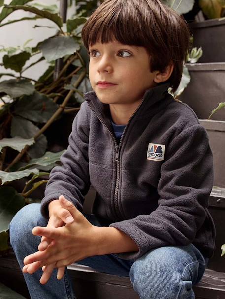 Zipped Jacket in Polar Fleece, for Boys anthracite+grey blue 