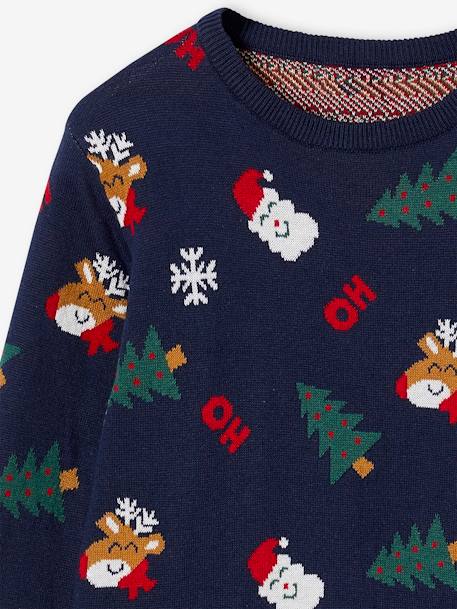 Christmas Special Jacquard Knit Jumper with Fun Motifs for Boys navy blue 