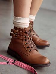 Shoes-Girls Footwear-Ankle Boots-Newsboy Leather Boots for Girls