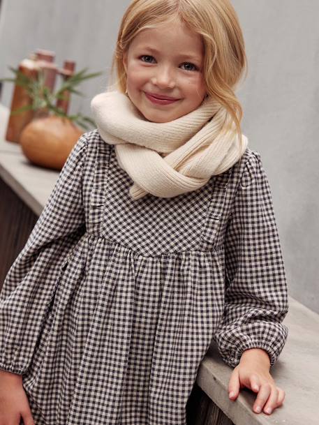 Gingham Dress with Ruffles for Girls chequered grey 