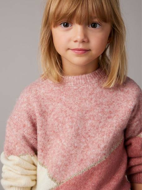 Colourblock Jumper for Girls rosy+sweet pink 