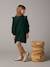 Dress with Ruffles on the Shoulders, in Cotton Gauze fir green+rosy 