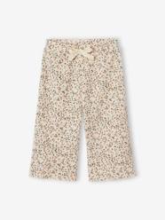 Baby-Trousers & Jeans-Wide Trousers with Flowers for Baby Girls