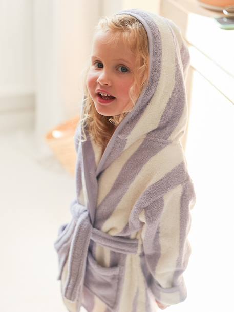 Striped Bathrobe for Children, Transat striped green+striped pink+striped violet+striped yellow 