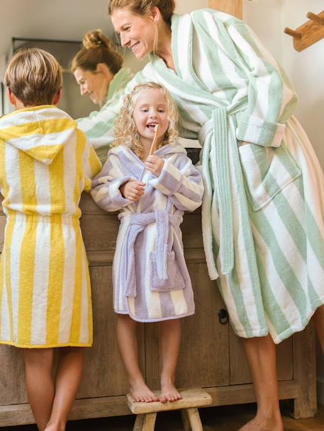 Striped Bathrobe for Children, Transat striped green+striped pink+striped violet+striped yellow 