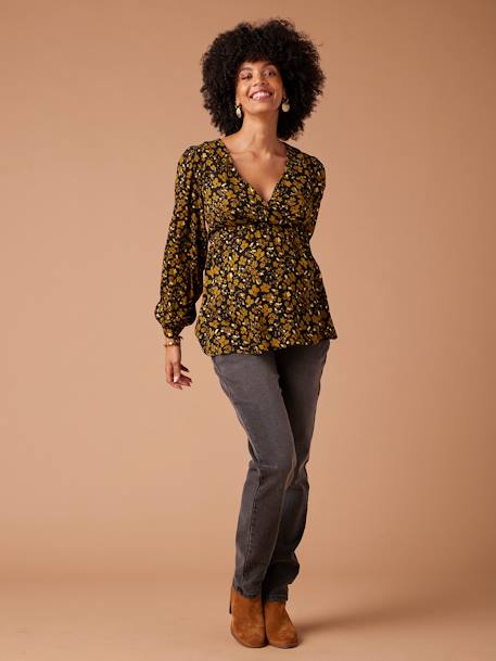 Floral Printed Blouse with Iridescent Details for Maternity, by ENVIE DE FRAISE anthracite 