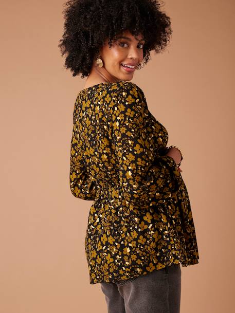 Floral Printed Blouse with Iridescent Details for Maternity, by ENVIE DE FRAISE anthracite 