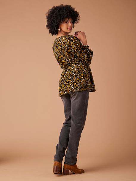 Floral Printed Blouse with Iridescent Details for Maternity, by ENVIE DE FRAISE anthracite 