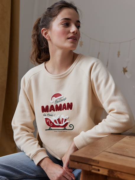 Family Capsule Collection, 'Meilleure Maman de Noël' Sweatshirt for Women vanilla 