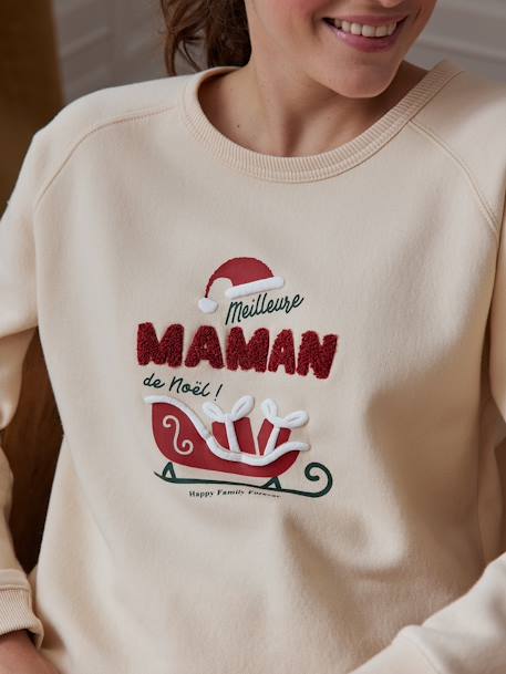 Family Capsule Collection, 'Meilleure Maman de Noël' Sweatshirt for Women vanilla 