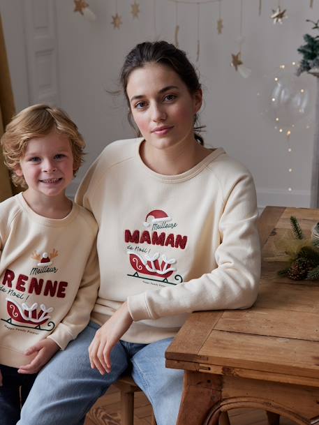 Family Capsule Collection, 'Meilleure Maman de Noël' Sweatshirt for Women vanilla 