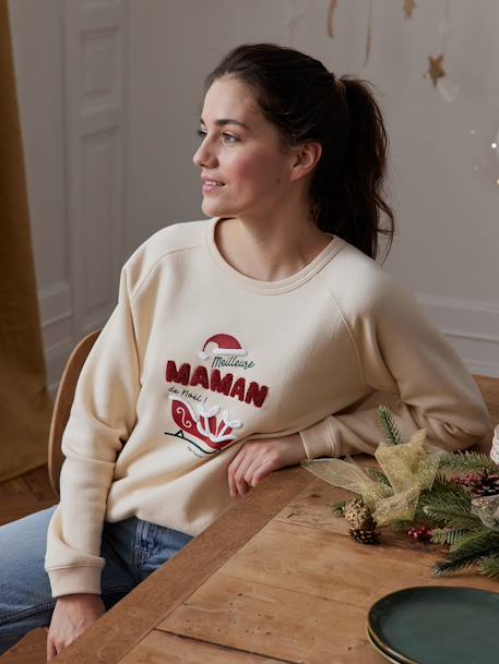 Family Capsule Collection, 'Meilleure Maman de Noël' Sweatshirt for Women vanilla 