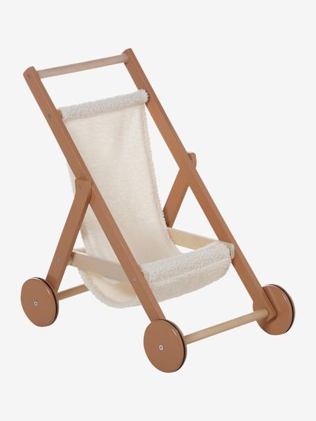 Wooden Pushchair for Dolls - Wood FSC® Certified caramel+Wood/White 