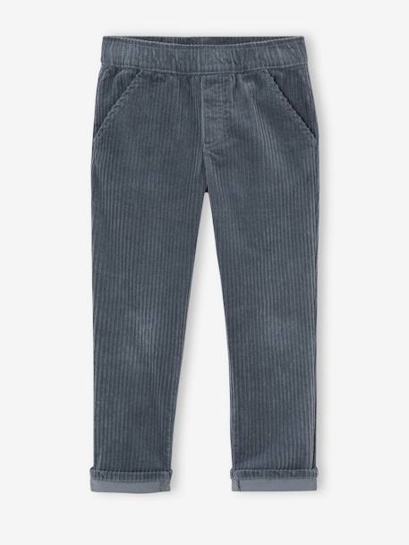 Corduroy Trousers, Easy to Slip On, for Boys fir green+slate blue 