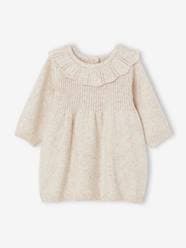 Baby-Knitted Dress with Frilled Collar for Babies