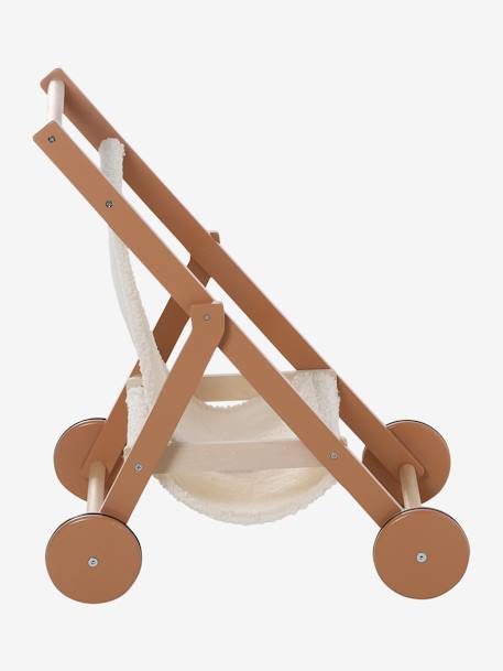 Wooden Pushchair for Dolls - Wood FSC® Certified caramel+Wood/White 