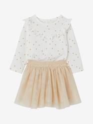 -Occasion Wear Combo, Star Top + Sparkling Skirt for Baby Girls