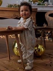 Baby-Dungarees & All-in-ones-Shimmery Festive Jumpsuit with Ruffles for Baby Girls