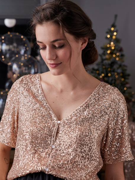 T-Shirt with Sequins on the Front/Back, for Maternity gold 