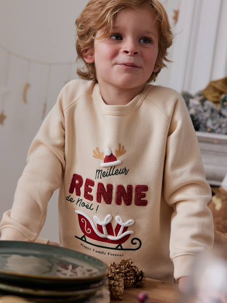 Family Capsule Collection 'Meilleur Renne de Noël' Sweatshirt for Kids vanilla 