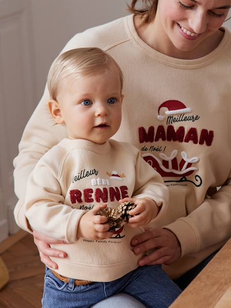 Family Capsule Collection 'Meilleur Bébé Renne de Noël' Sweatshirt for Babies vanilla 