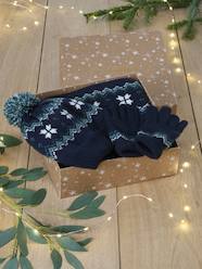 Boys-Christmas "Snowflakes" Set with Beanie + Snood + Gloves/Mittens for Boys