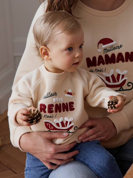 Family Capsule Collection 'Meilleur Bébé Renne de Noël' Sweatshirt for Babies vanilla 