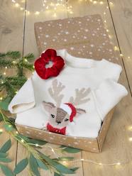 Christmas Gift Box with Jacquard Knit Reindeer Jumper + 2 Scrunchies for Girls