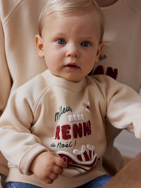 Family Capsule Collection 'Meilleur Bébé Renne de Noël' Sweatshirt for Babies vanilla 