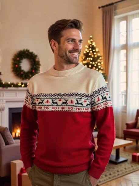 Jacquard Knit Christmas Jumper for Adults, Family Capsule Collection navy blue+red 