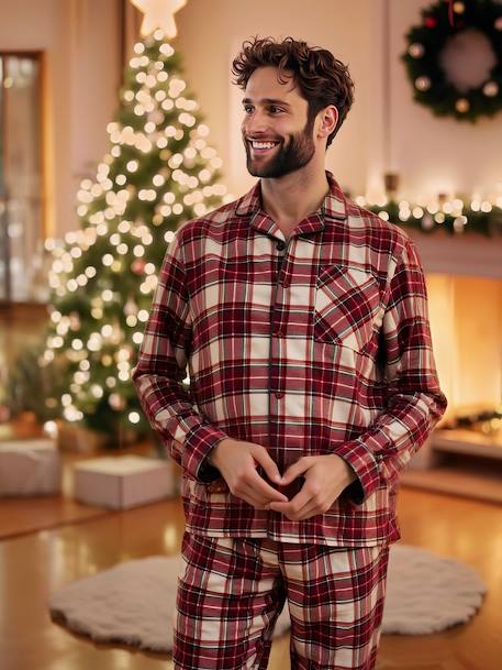 Flannel Christmas Pyjamas for Men, Family Capsule Collection chequered red 