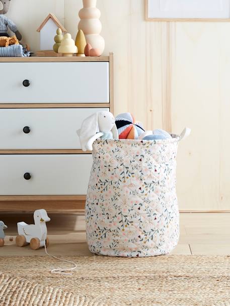 Quilted Basket, Little Flowers Beige/Print 