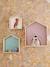 Set of 3 House-Shaped Shelves aqua green+Blue+Light Blue+Pink 